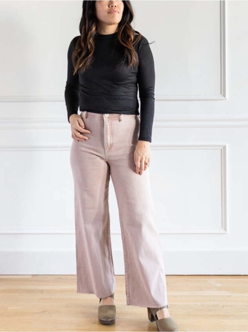 MIOU MUSE cotton barrel pants jeans high waist size medium pinkish tan